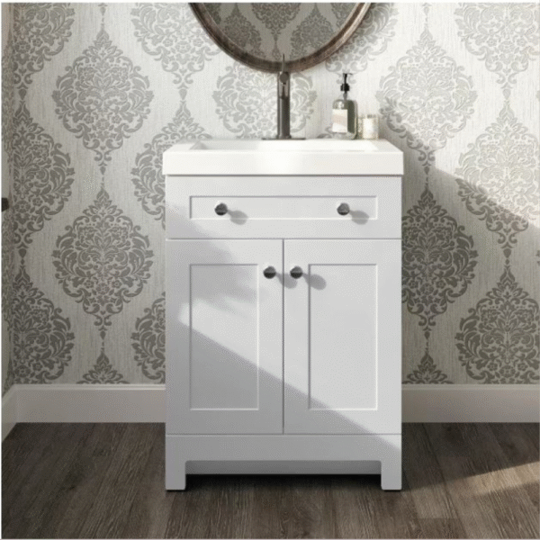 Everdean 25 in. Single Sink White Bath Vanity with White Cultured Marble Top (Assembled)