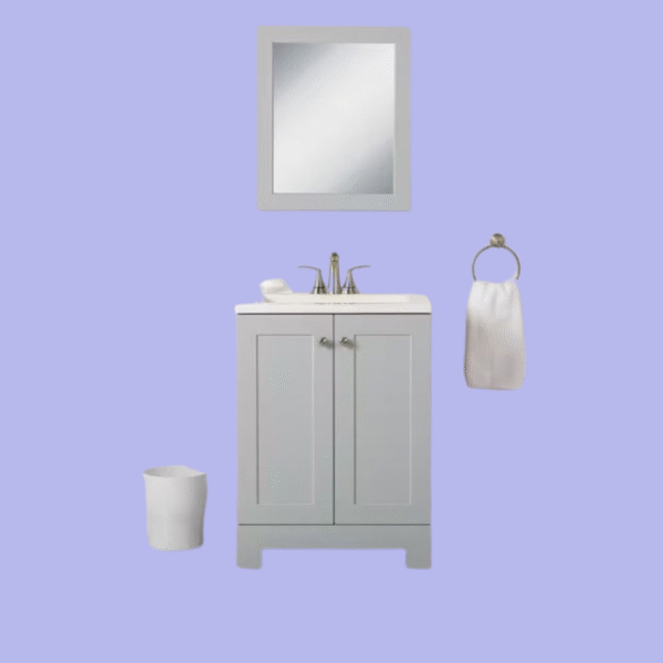 25 in. Single Sink Pearl Gray Bath Vanity with White Cultured Marble Top (Assembled)